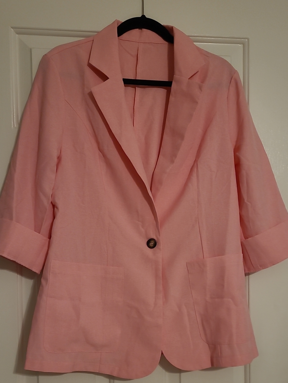 Light Pink Single-Button Women's Blazer Jacket